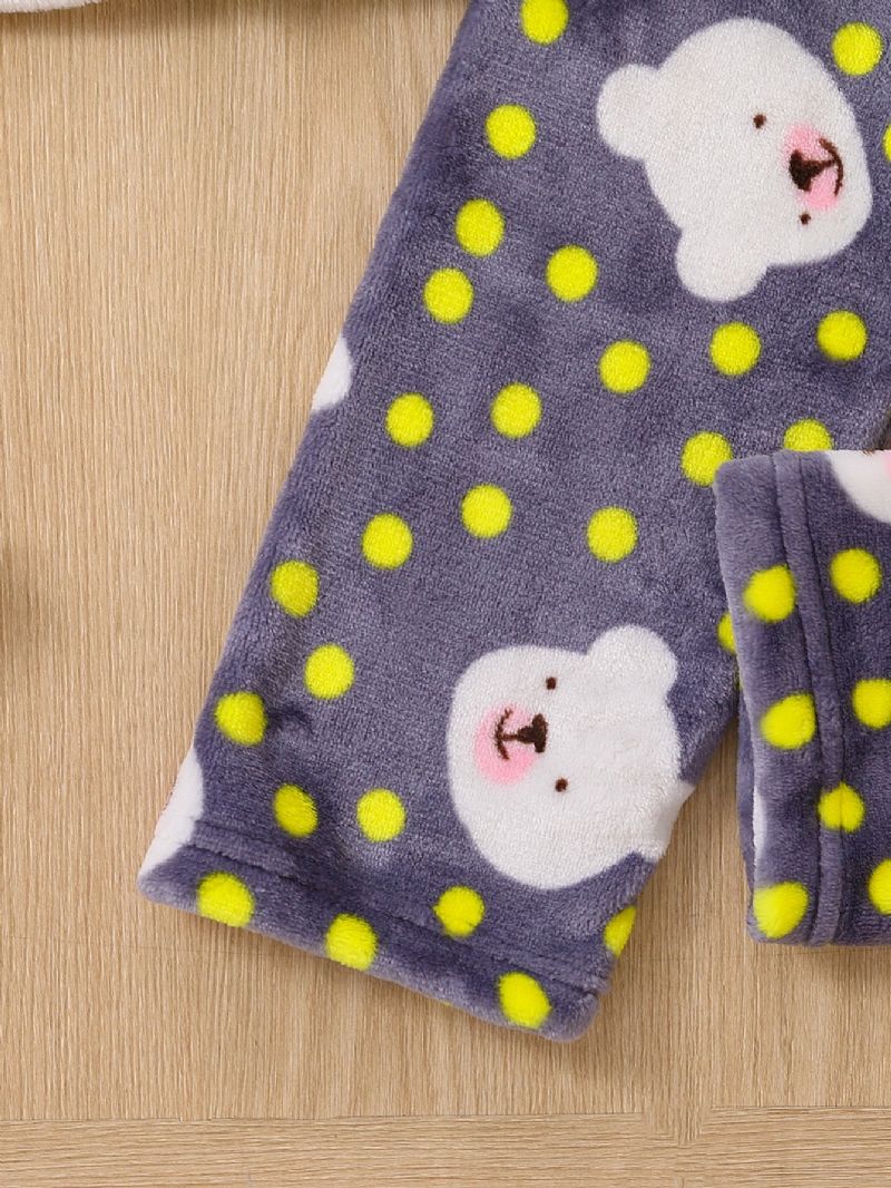 2kpl Uusi Syystalvi Pojille Ja Tytöille Paksunnettu Flanellineuletakki Dot Bear Print Pyjama-setti