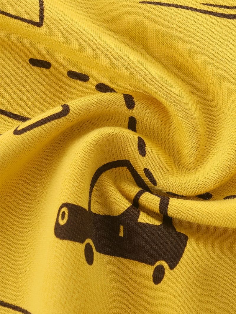 Vauvan Poikien Neulepusero Söpö Sarjakuva Car Print Crew Neck Pitkähihainen Collegepaita Topit Lasten Vaatteet