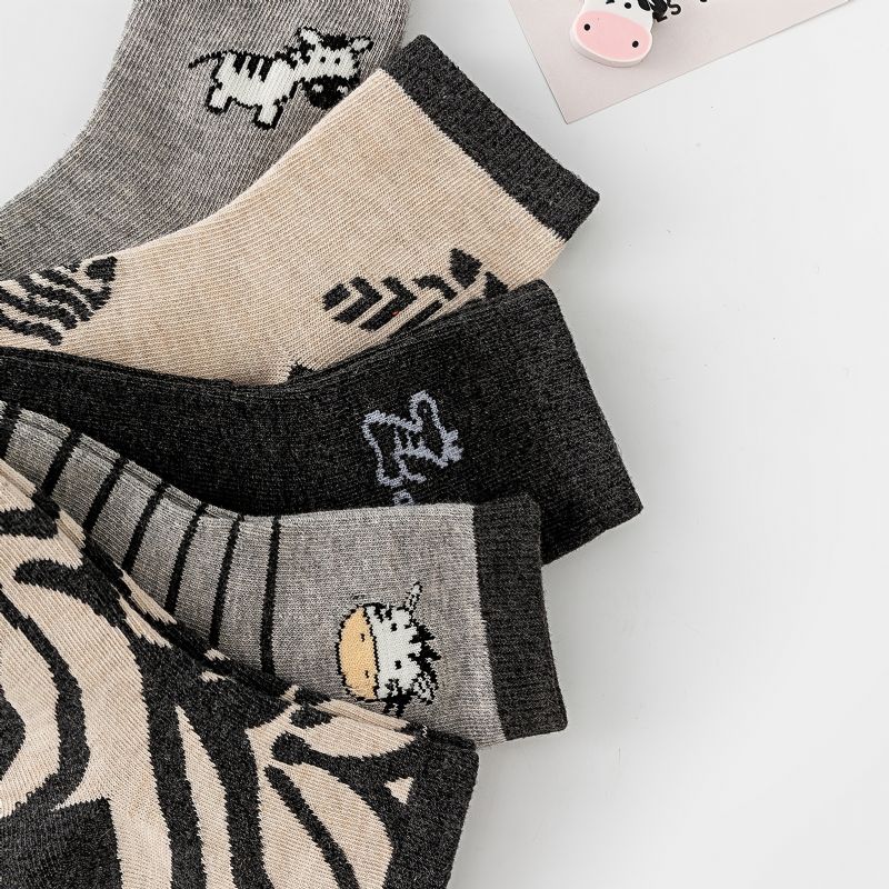 5 Paria Lasten Sukat Sarjakuva Animal Zebra Cotton Crew Pojille Tytöille